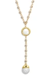 Vidakush Teardrop Freshwater Pearl Pendant Y-necklace In Gold
