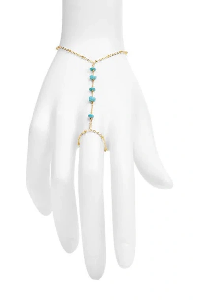 Vidakush Turquoise Stone Hand Chain In Gold