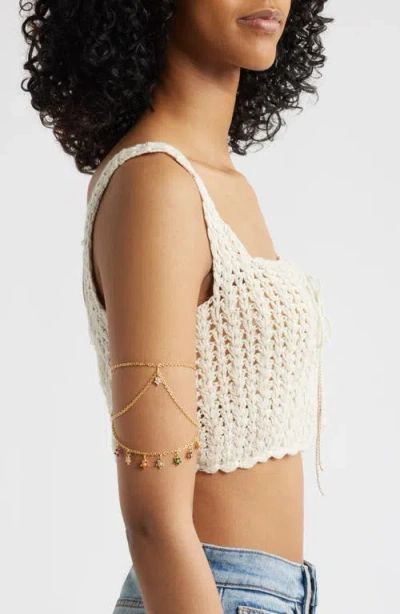 Vidakush Twinkle Flower Arm Chain In Gold/multi