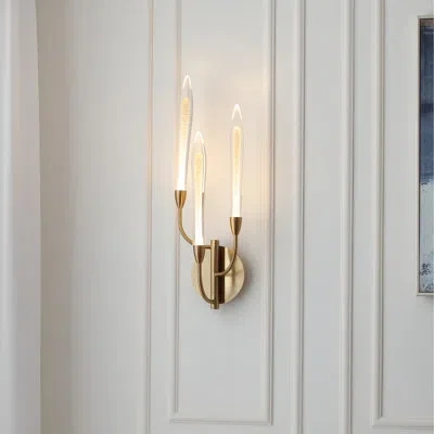 Vidalite Alina 3-light Integrated Led Brass Wall Sconce Light, Wall Lamp In Modern & Contemporary Style, Crys In Satin Brass
