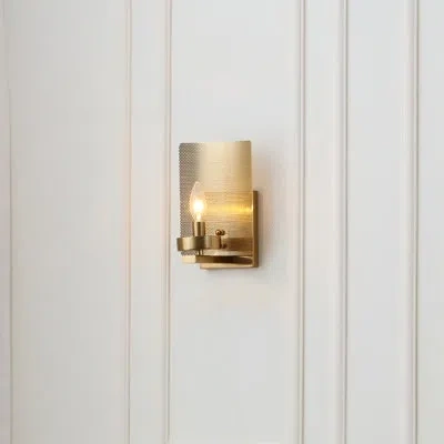 Vidalite Aurelia 1-light Brass Wall Sconce, Single Light Wall Lamp In Brass Art-deco Style With Clear Glass S In Brass;clear,transparent Glass