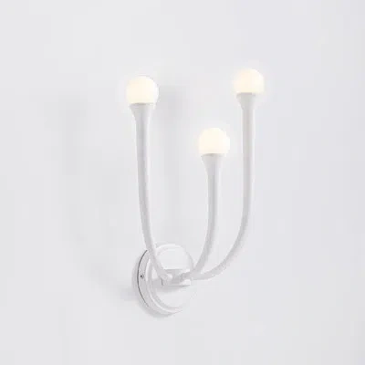 Vidalite Breeze 3-light Matte White Wall Sconce, Wall Lamp In Modern Coastal Style With Opal White Glass Shad In Frosted