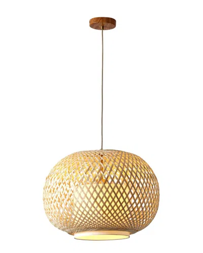 VIDALITE VIDALITE FOS MODERN BOHEMIAN WOVEN BAMBOO & LINEN DIMMABLE PENDANT LIGHT WITH ADJUSTABLE HEIGHT