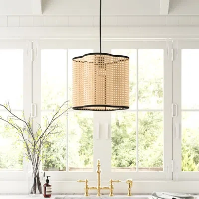 Vidalite Gal 1 - Light Rattan & Velvet, Wavy Boho Pendant