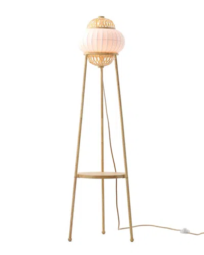 VIDALITE VIDALITE HIKARI JAPANESE BOHO-CHIC ADJUSTABLE HEIGHT FLOOR LAMP WITH SHELF
