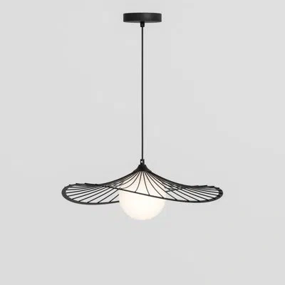 Vidalite L'acrobate Pendant – Matte Black Wireframe Design And Opal Acrylic Diffuser Shade, Adjustable Hangin