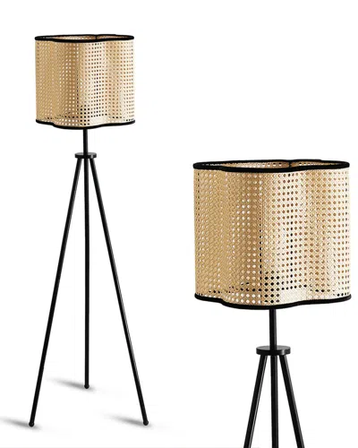 Vidalite Mid Century Bohemian Tripod Floor Lamp In Gold