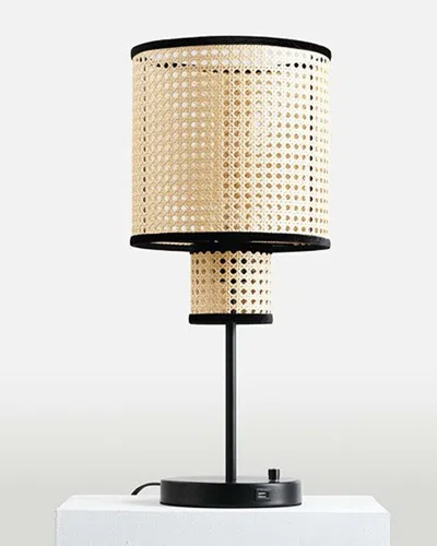 Vidalite Modern Bohemian Table Lamp With Usb Port In Gold