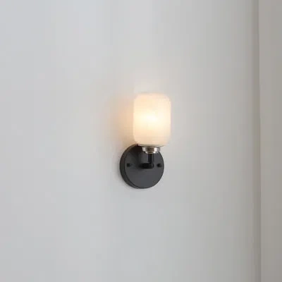 Vidalite Seren 1-light Matte Black Wall Sconce Light With Handmade Glass Shades, Modern Style Wall Lamp With  In Frosted