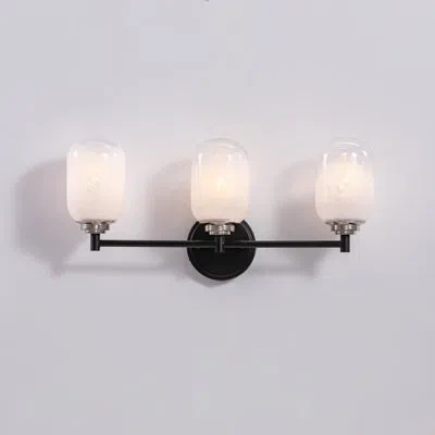 Vidalite Seren 3-light Matte Black Wall Sconce Light With Handmade Glass Shades, Modern Style Wall Lamp With 