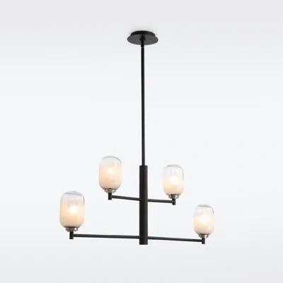 Vidalite Seren 4-light Matte Black Pendant With Handmade Glass Shades  Round Modern Style Pendant Chandelier In Matte;matte