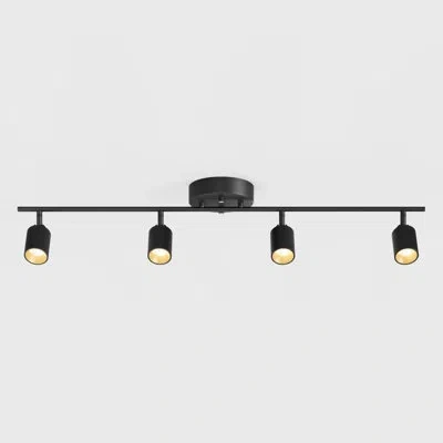 Vidalite Shura 4-light Matte Track Light With Rotatable Heads, Integrated Led, 3 Ft. Track Lighting Kit Ceili In Matte Black