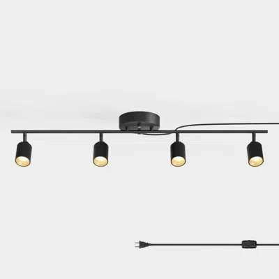 Vidalite Shura 5-light Plug-in Track Light With Dimmer Switch & Rotatable Heads, Integrated Led Bulbs, 4 Ft T In Matte Black