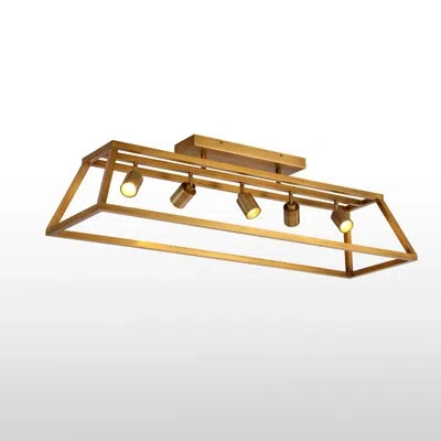 Vidalite Shura Cage - 5 Light Integrated Led Flush Mount Rotatable Heads - Brushed Brass