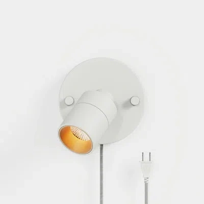 Vidalite Shura Plug-in Spot Light With Dimmer Switch & Rotatable Head, Integrated Led Bulb, Flush Mount Wall  In Matte White