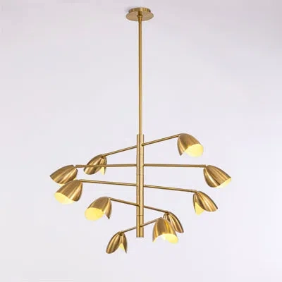 Vidalite Splay 10-light Brushed Brass Chandelier With Adjustable Arms & Light Heads   Contemporary & Modern  In Brushed;brushed
