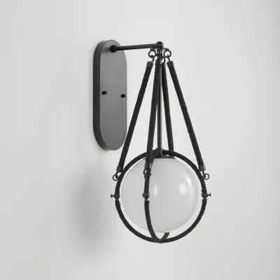 Vidalite Voyager 1-light Matte Black Wall Sconce, Wall Lamp Fixture With Rope Detailing & Smoked Glass Shade 