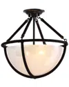 Vidalite Voyager 2-light Flush Mount Ceiling Lamp Fixture With Rope Detailing & Smoked Glass Shade