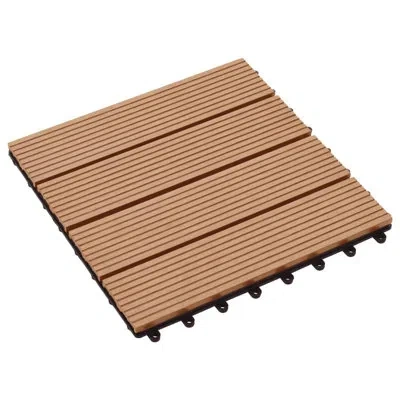 Vidaxl 11 Pieces Decking Tiles Wpc 11.8" X 11.8" 1 Sqm In Teak Color,vertical Stripe