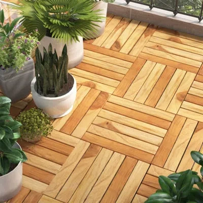 Vidaxl 11.8" X 11.8" Plastic Interlocking Deck Tile In Brown