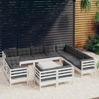 Vidaxl 125" Wide Outdoor Symmetrical Loveseat With Cushions In Gray,oak