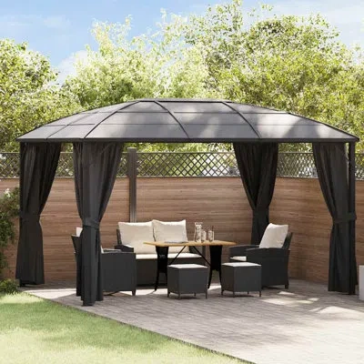 Vidaxl 13.1 Ft. W X 9.84 Ft. D Aluminum Patio Gazebo Gazebo In Anthracite