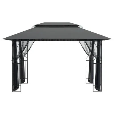 Vidaxl 13.1 Ft. W X 9.84 Ft. D Steel Patio Gazebo Gazebo In Anthracite