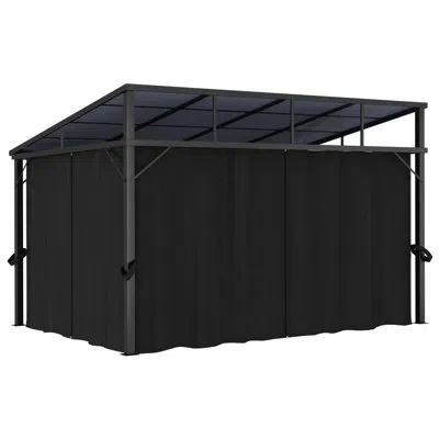 Vidaxl 13.3 Ft. W X 9.6 Ft. D Steel Party Tent Gazebo With Curtain In Anthracite