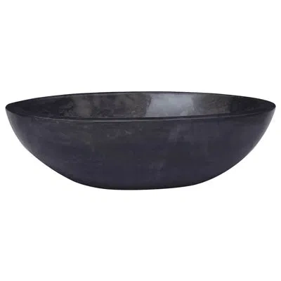 Vidaxl 15.7'' Marble Oval Vessel Bathroom Sink In Black