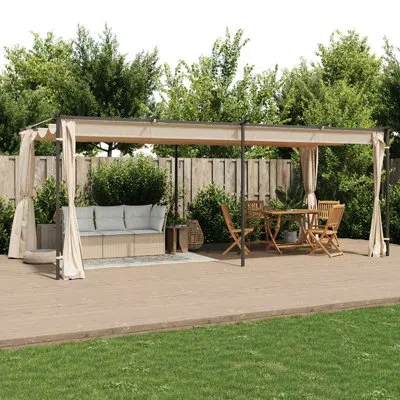 Vidaxl 19.6 Ft. W X 9.84 Ft. D Steel Patio Gazebo Gazebo In Cream