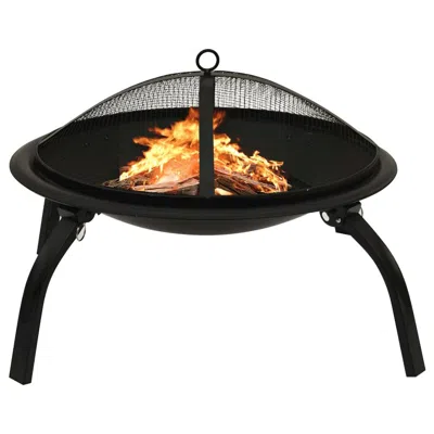Vidaxl 2-in-1 Fire Pit And Bbq With Poker 22"x22"x19.3" Steel 3352 In Gray