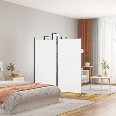 Vidaxl 2-panel Room Divider White 68.9"x70.9" Fabric In Neutral