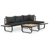 Vidaxl 2 Piece Garden Corner Sofa Set With Cushions Aluminium Wpc, 44704