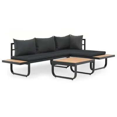 Vidaxl 2 Piece Garden Corner Sofa Set With Cushions Aluminium Wpc, 44704 In Black