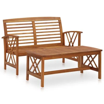 Vidaxl 2 Piece Garden Lounge Set Solid Acacia Wood, 310272 In Brown