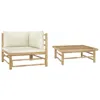 Vidaxl 2 Piece Garden Lounge Set With Cream White Cushions Bamboo 3144