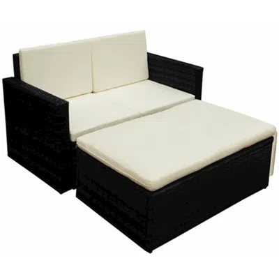 Vidaxl 2 Piece Garden Lounge Set With Cushions Poly Rattan Black, 42734
