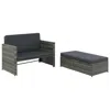 Vidaxl 2 Piece Garden Lounge Set With Cushions Poly Rattan Gray, 44483