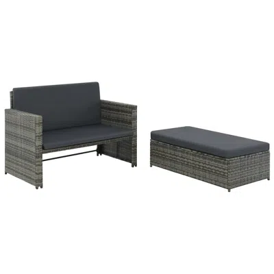 Vidaxl 2 Piece Garden Lounge Set With Cushions Poly Rattan Gray, 44483