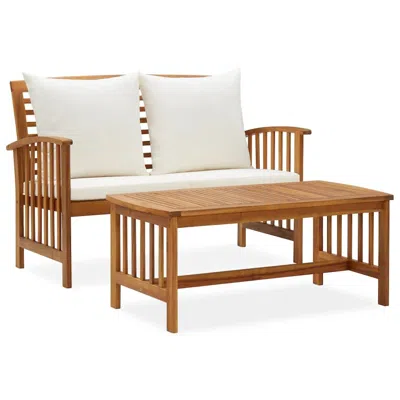 Vidaxl 2 Piece Garden Lounge Set With Cushions Solid Acacia Wood, 310263 In Brown