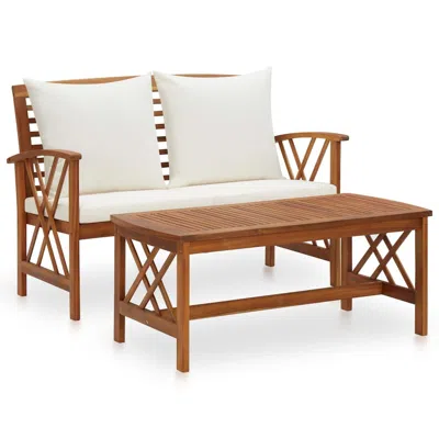 Vidaxl 2 Piece Garden Lounge Set With Cushions Solid Acacia Wood, 310273 In Brown