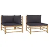 Vidaxl 2 Piece Garden Lounge Set With Dark Gray Cushions Bamboo 3151
