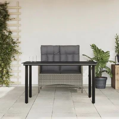 Vidaxl 2 Piece Patio Dining Set With Cushions Gray Poly Rattan