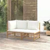 Vidaxl 2 Piece Patio Lounge Set With Cream White Cushions Bamboo