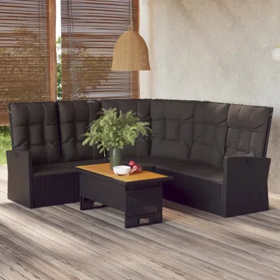 Vidaxl 2 Piece Patio Lounge Set With Cushions Black Poly Rattan