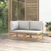 Vidaxl 2 Piece Patio Lounge Set With Light Gray Cushions Bamboo