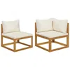 Vidaxl 2 Piece Sofa Set With Cream White Cushions Solid Acacia Wood, 311857