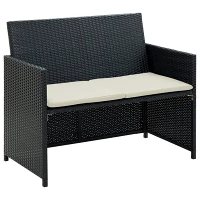 Vidaxl 2 Seater Garden Sofa With Cushions Black Poly Rattan, 43910