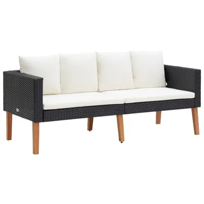 Vidaxl 2-seater Garden Sofa With Cushions Poly Rattan Black, 310216 In White