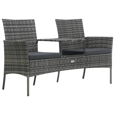 Vidaxl 2-seater Garden Sofa With Tea Table Poly Rattan Anthracite, 47751 In Black